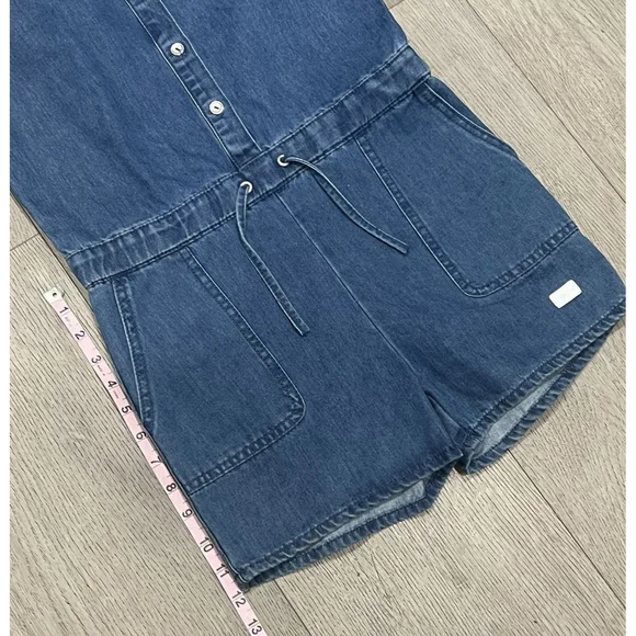 NWT 7 For All Mankind Denim Blue Chambray‎ Shorts Sleeveless Romper Girls Size L - Picture 8 of 11